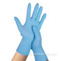 Guantes de polvo azul de nitrilo médico desechable